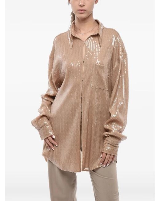 GIUSEPPE DI MORABITO Natural Sequin-Embellished Shirt