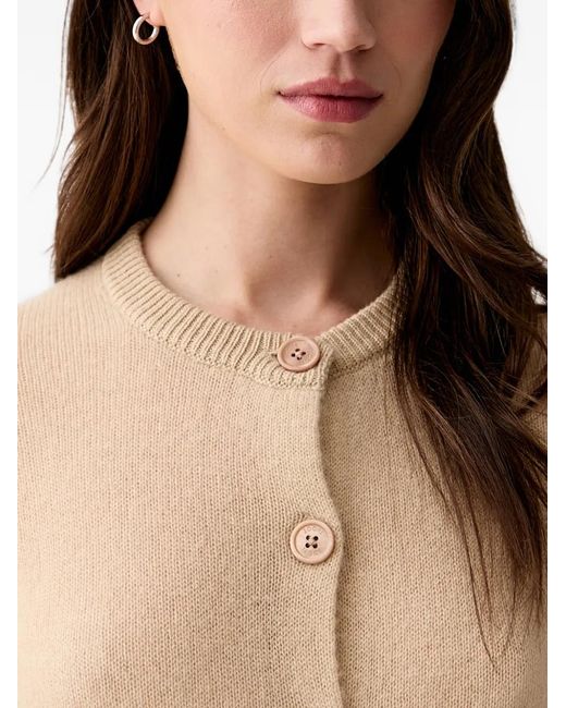 Joop! Natural Buttoned Ribbed-Trim Cardigan