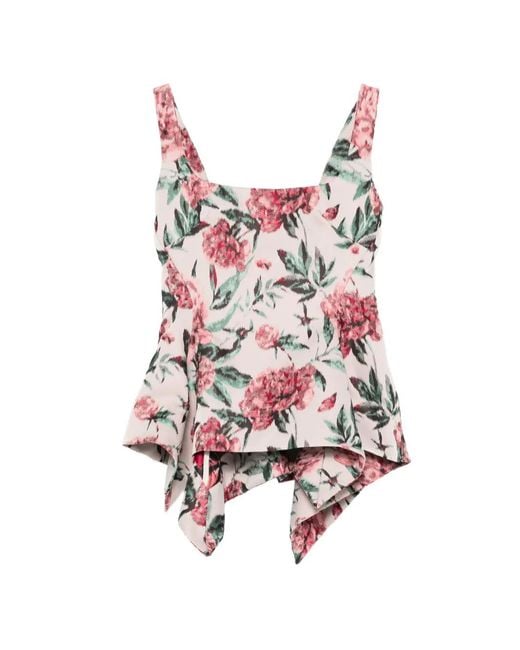 Marques'Almeida Red Peplum Brocade Corset Top