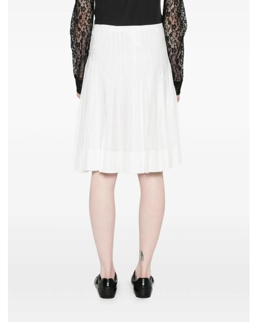 Low Classic White Pleated Midi Skirt