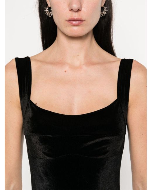 Atu Body Couture Black Square-Neck Velvet Bodysuit