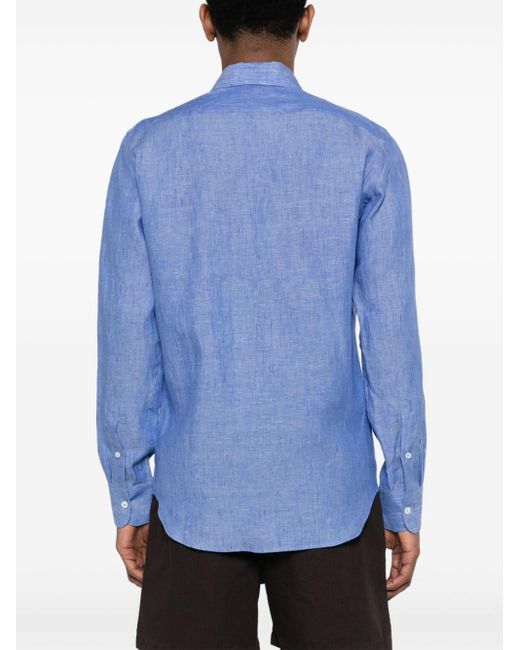 Camisa texturizada Canali de hombre de color Blue