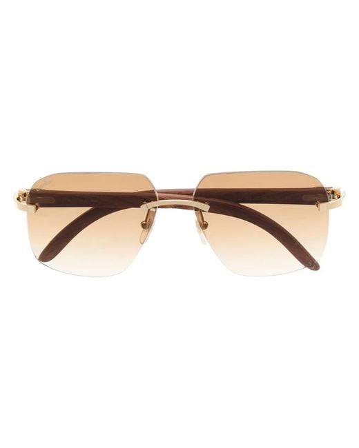 Cartier Brown Tinted Square-Frame Sunglasses
