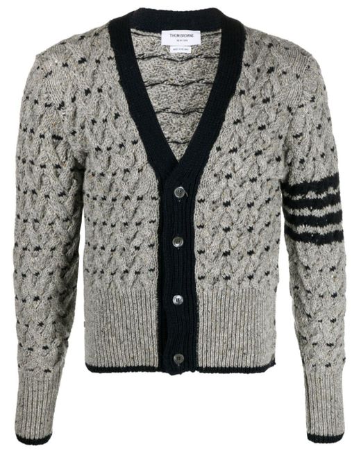 Thom Browne Black 4-bar Stripe Wool Cardigan for men
