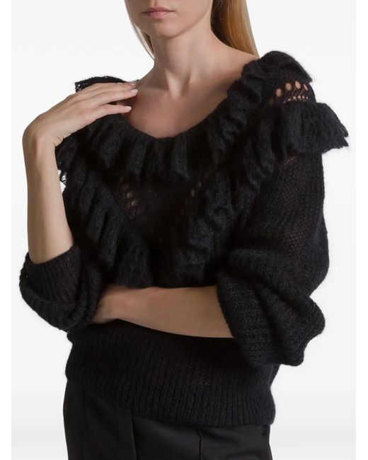 Alberta Ferretti Black Ruffled Knitwear