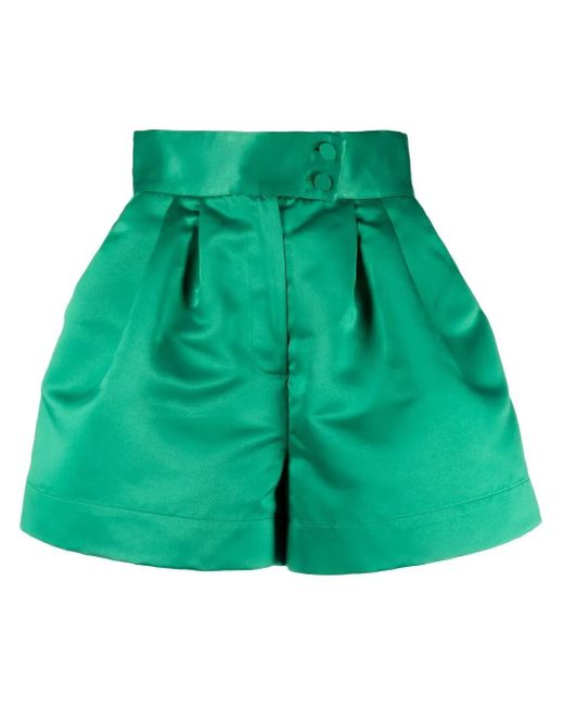 Styland Green Satin-Finish Mini Shorts