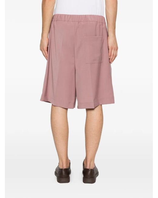 NEW YORK RESIDENT Pink Pleated Elasticated-Waist Shorts for men