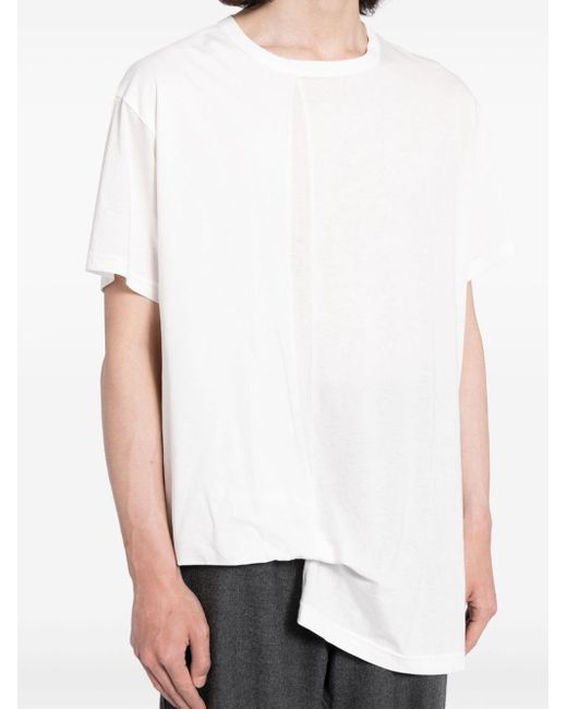 Yohji Yamamoto White Draped Cotton T-shirt for men