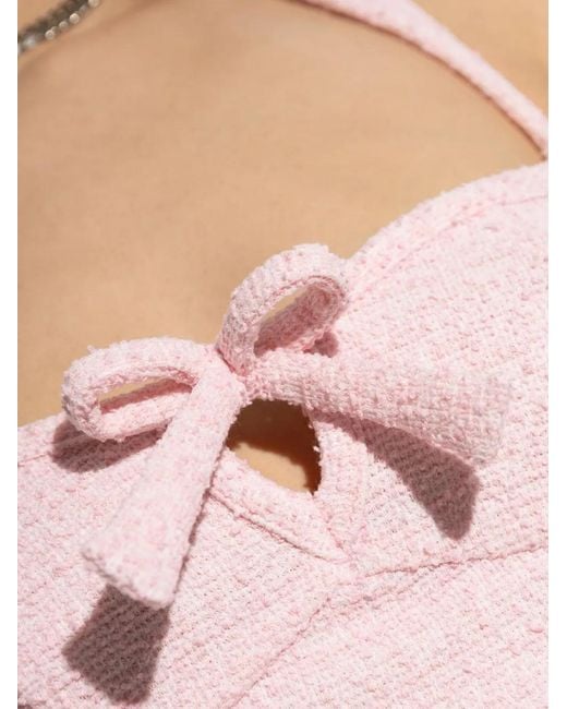 M I S B H V Pink Bow-Embellishment Mini Dress
