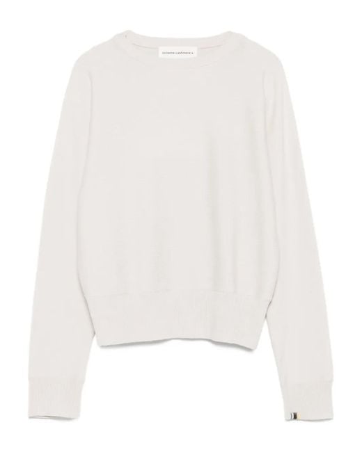 Extreme Cashmere White Ribbed-Cuff Cashmere Jumper