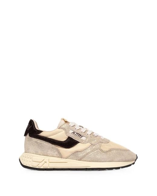 Autry White Reelwind Pony-Effect Suede-Panelled Sneakers