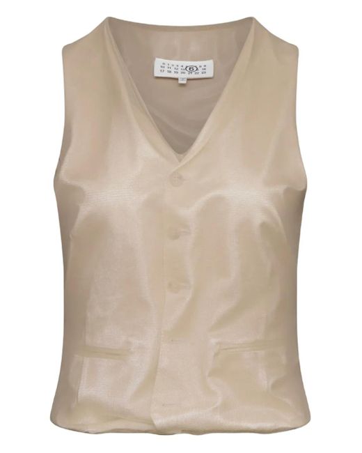 MM6 by Maison Margiela Natural Satin Button-Up Waistcoat