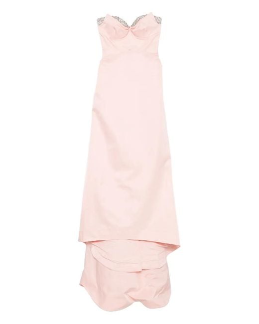 Alexander McQueen Pink Crystal-Embellished Duchess Satin Gown