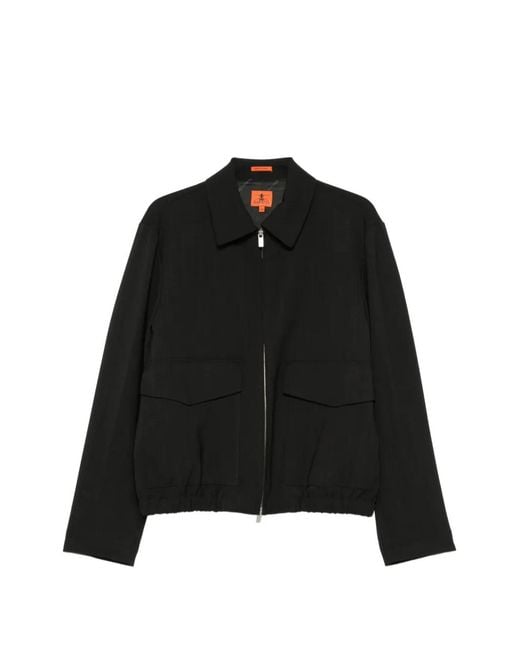 Barena Black Magan Zip-Up Flap-Pocket Jacket for men