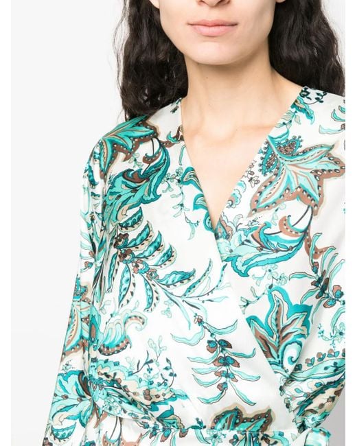 Liu Jo Blue Paisley-print Wrap Blouse