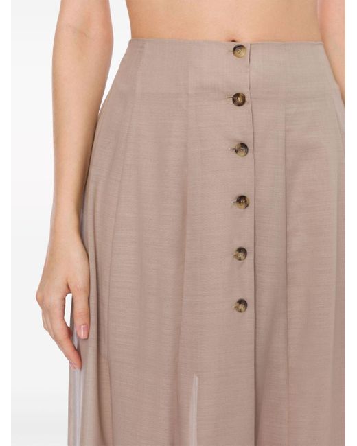 Philosophy Di Lorenzo Serafini Natural Buttoned Semi-sheer Long Skirt