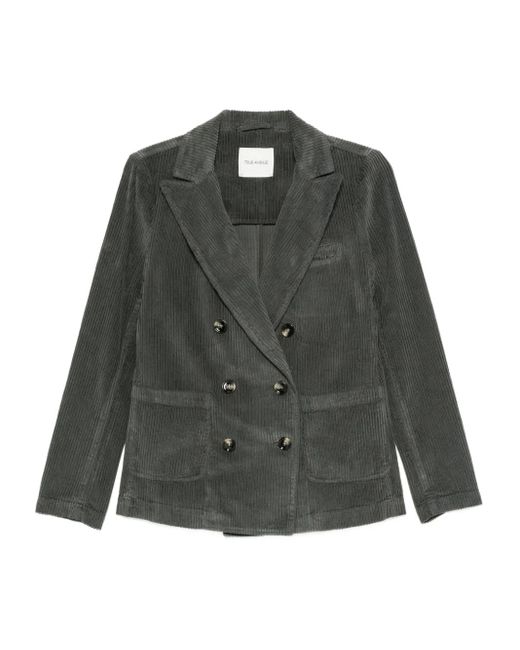 TRUE AVENUE Gray Corduroy Double-Breasted Blazer