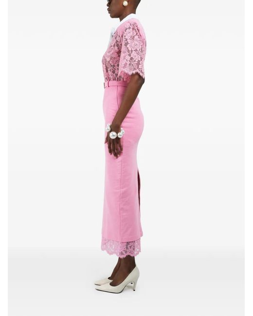 ROWEN ROSE Pink Lace Polo-Style Top