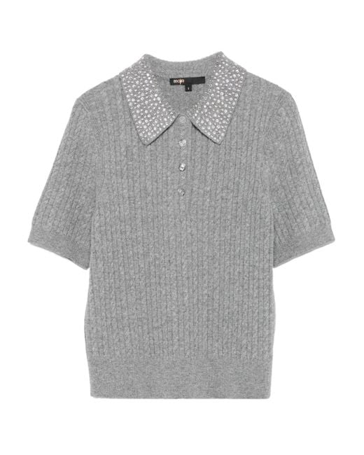 Polo de punto de ochos con apliques Maje de color Gray