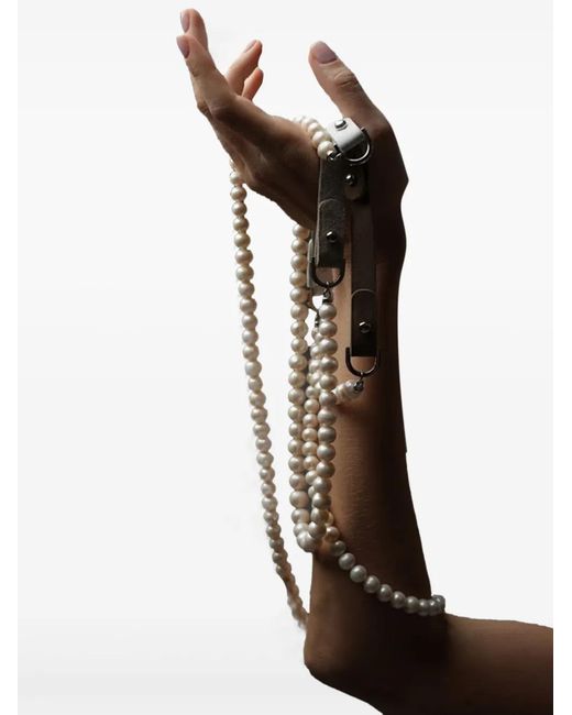 Elle Macpherson White Pearl Leather Necklace