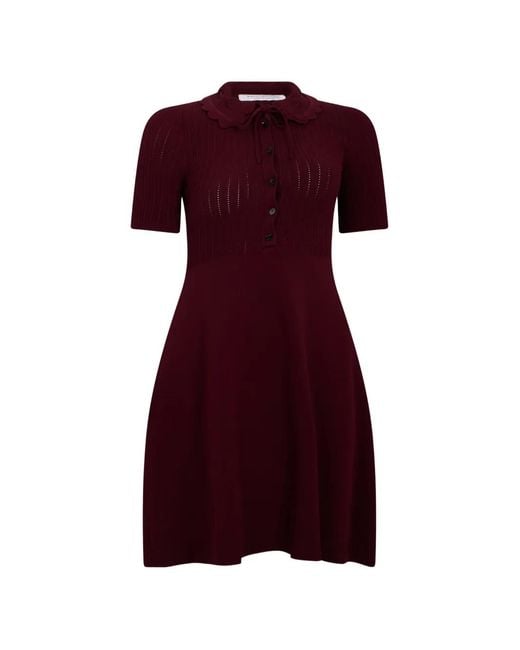 Philosophy Di Lorenzo Serafini Purple Ribbed Scalloped-Collar Midi Dress