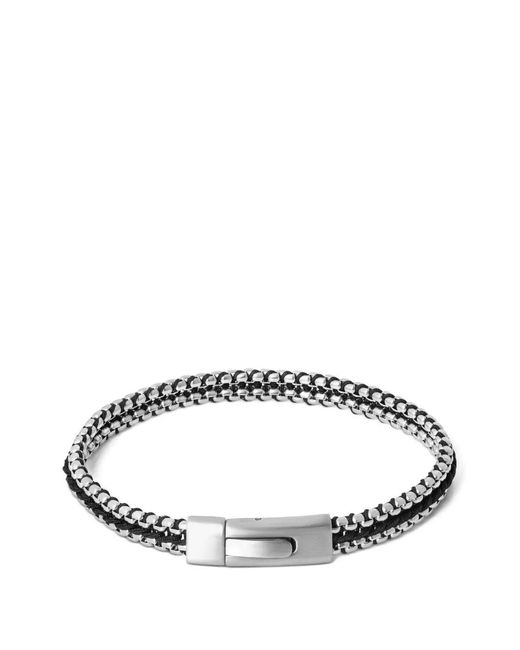 Tateossian Metallic Tris Button Woven-Detail Box-Chain Bracelet