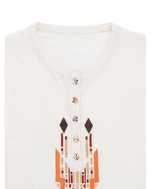 Fortela White T-Shirt À Broderie Poitrine