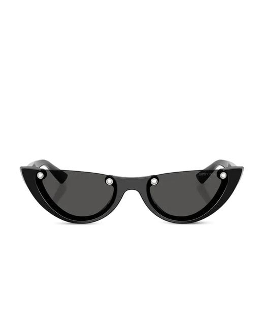 Jimmy Choo Black Stud Geometric-Frame Sunglasses