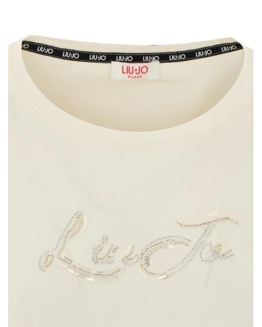 Liu Jo White Long-Sleeve T-Shirt With Sequins