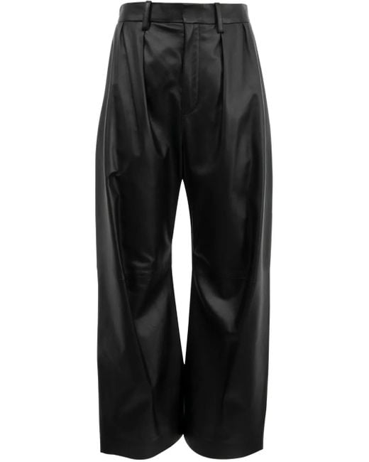 Loewe Black Leather Palazzo Pants