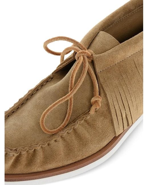 Pierre Hardy Natural Tahoe Fringed Suede Loafers