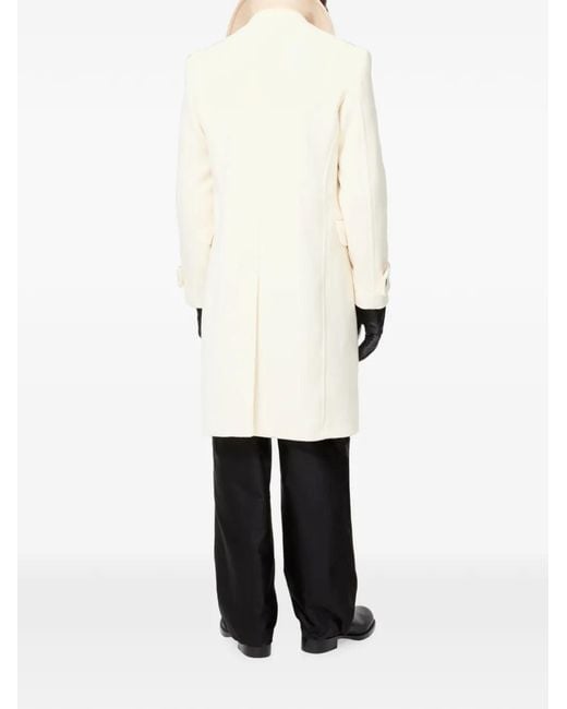 Burberry White Wool Blend Pea Coat for men