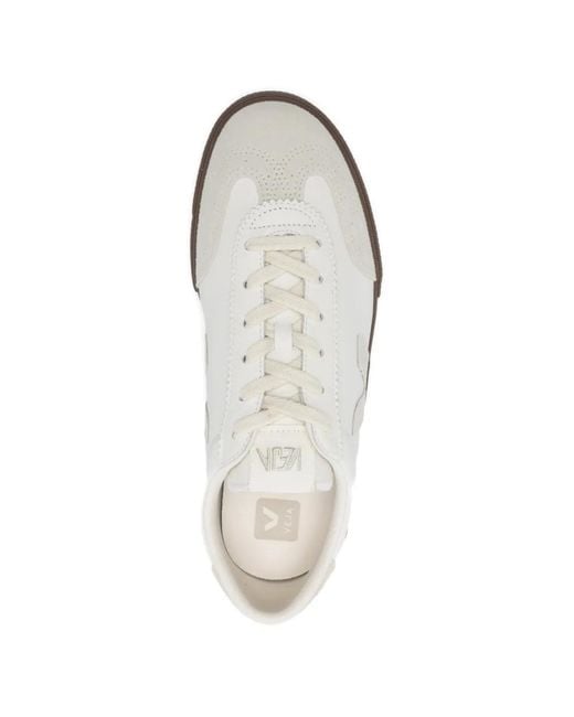 Veja White Volley Logo-Patch Sneakers