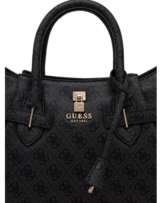 Guess Black Monogram-Pattern Tote Bag