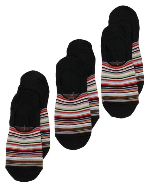 Paul Smith Black Striped Short Socks (pack Of Three) for men