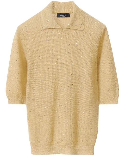Fabiana Filippi Natural Knitted Polo Top
