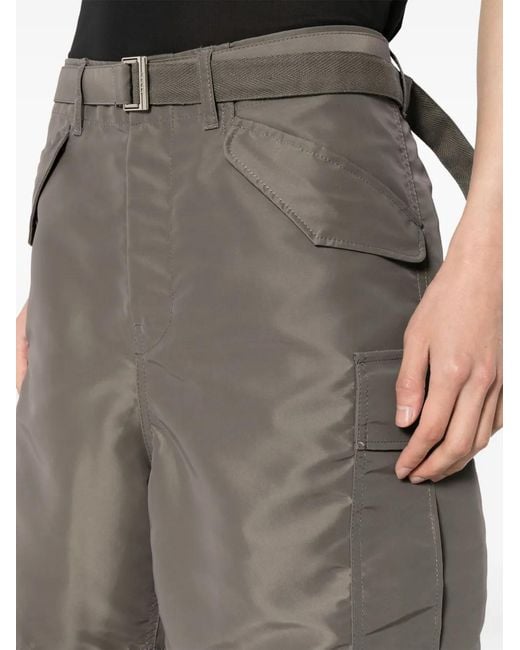 Sacai Gray Belted Cargo Shorts for men