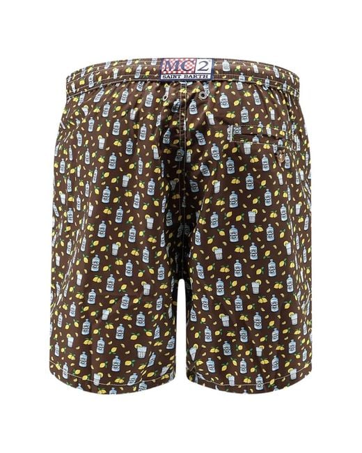 Mc2 Saint Barth Brown Graphic-Print Swim Shorts for men