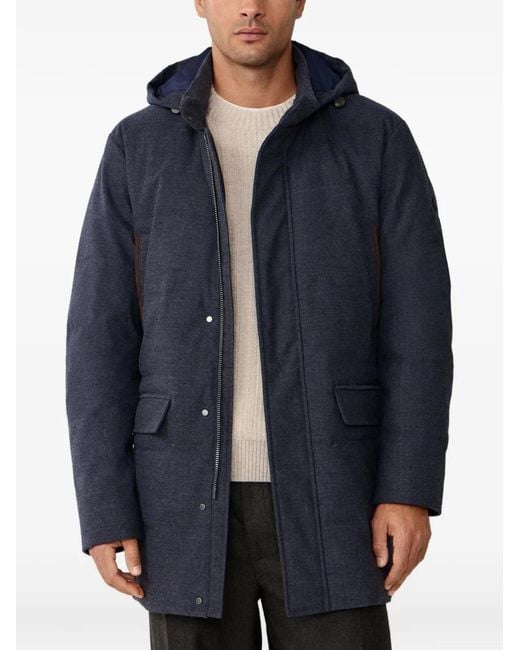 Hackett Blue Herringbone Hooded Parka for men