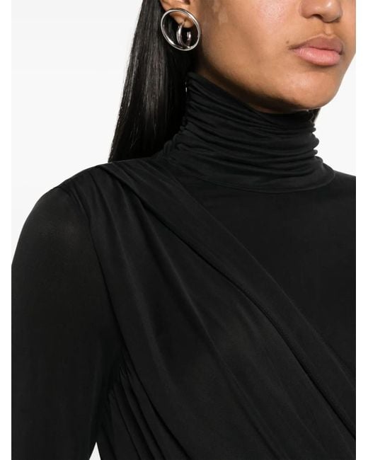 GAUGE81 Black Patra Drape-panel Ruched Bodysuit - Women's - Spandex/elastane/cupro