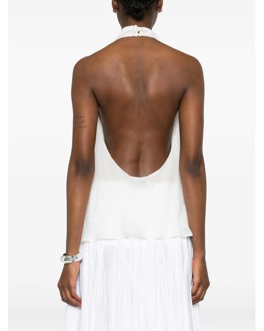 Raquel Diniz White Halter Sleeveless Top