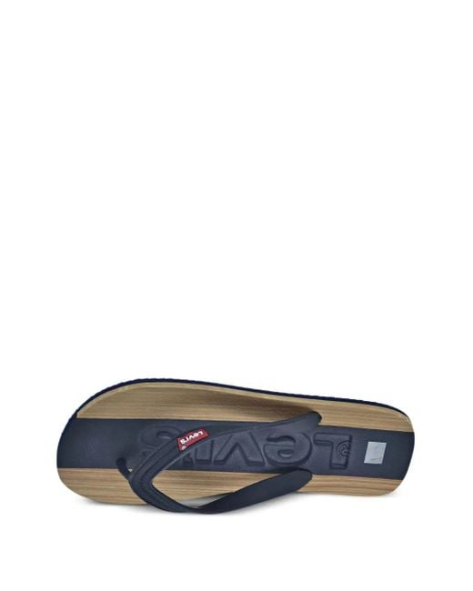 Levi's Blue Jayden Logo-Embossed Flip Flops for men