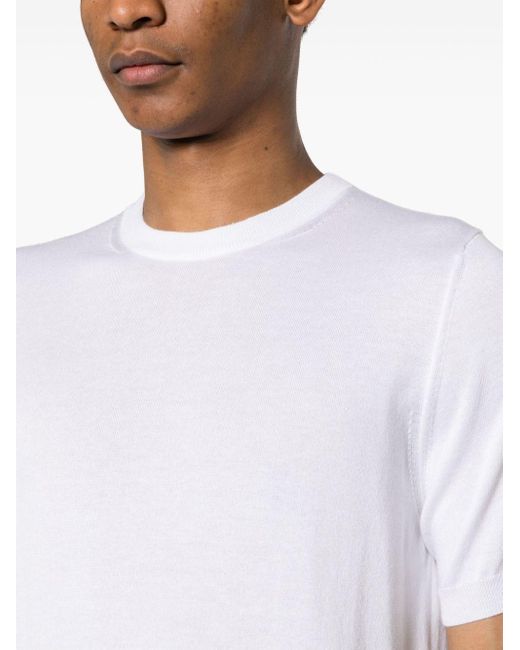 Canali White Cotton-blend Knitted T-shirt for men