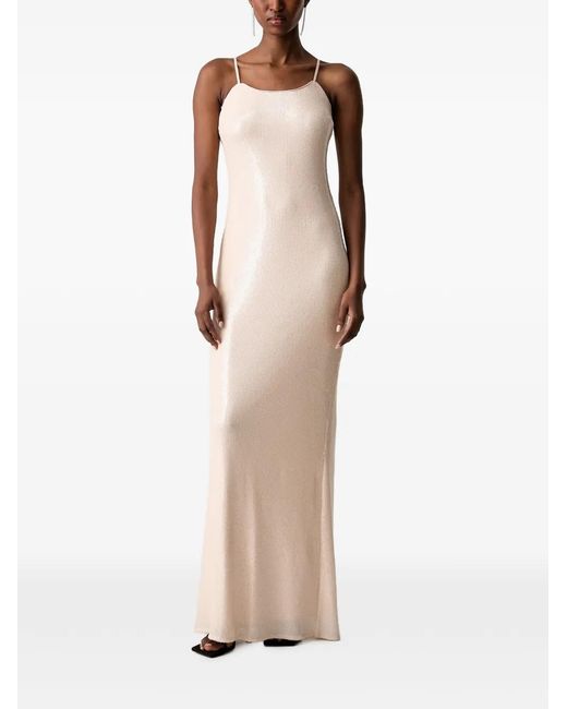 Patrizia Pepe Natural Sequin-Embellished Maxi Dress