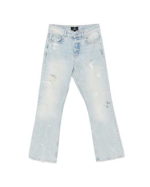 Represent Blue Paint-Splatter Distressed Jeans for men