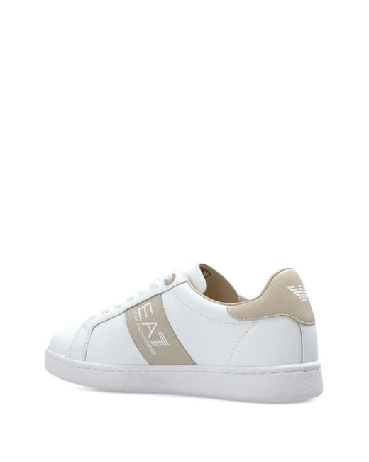 EA7 White Logo-Detail Sneakers