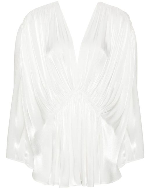 Blouse drapée à design lamé Genny en coloris White
