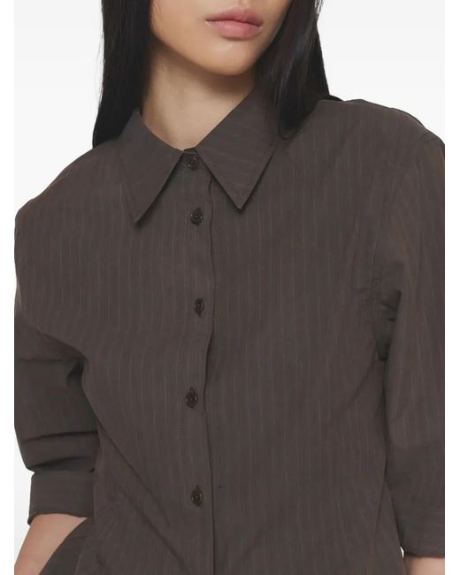 Amomento Gray Pinstripe-Pattern Shirt