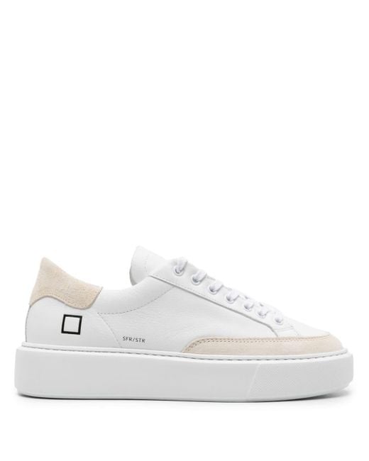 Date Sfera Stripe Leather Sneakers White