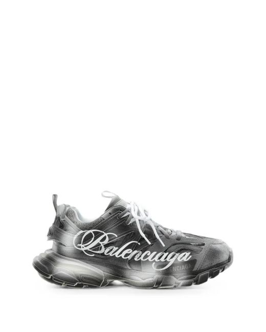 Balenciaga White Track Panelled Sneakers